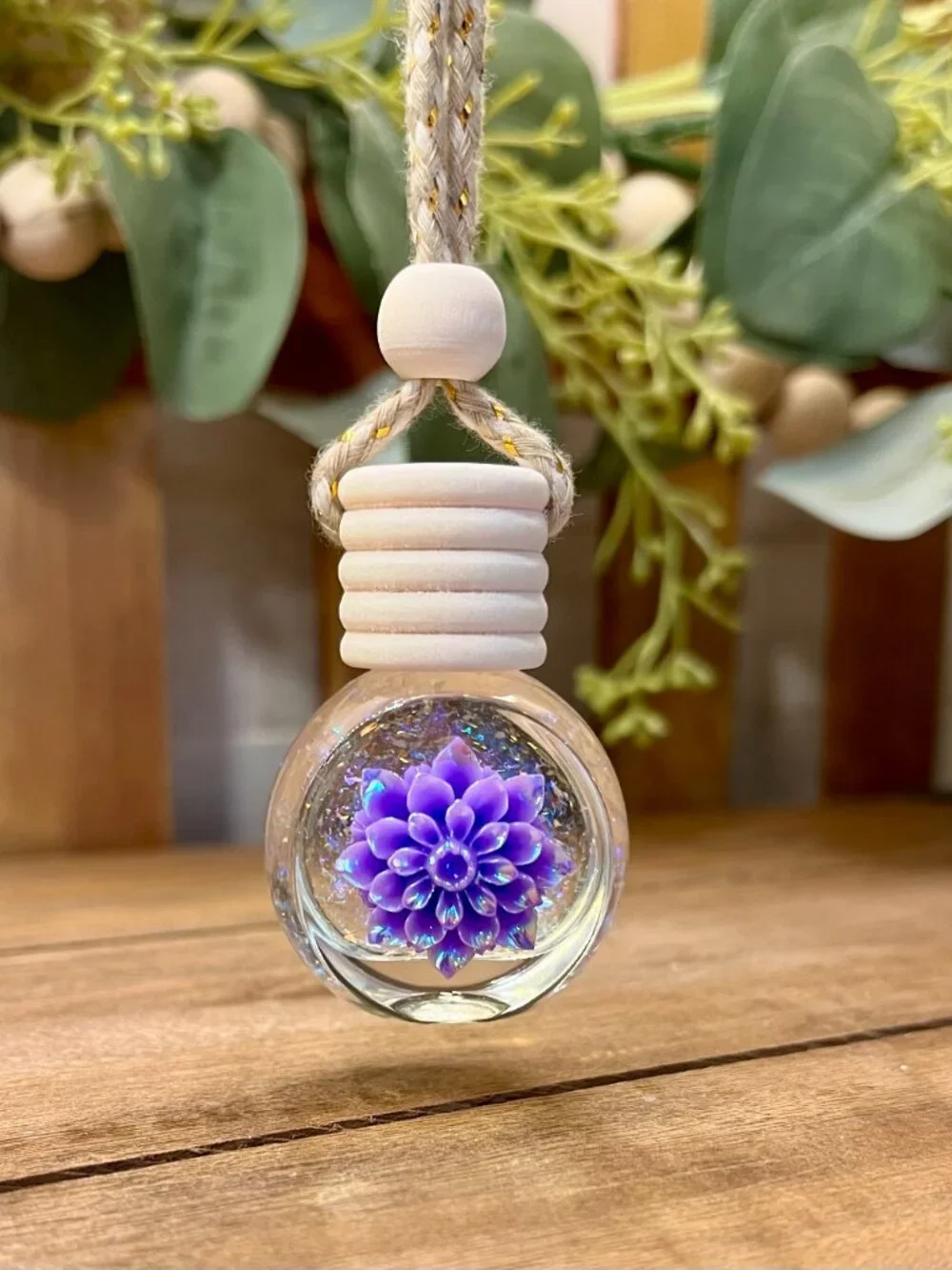 Purple Flower Car Air Diffuser, Car Air Freshener, Fragrance Oil, Flower Charm
